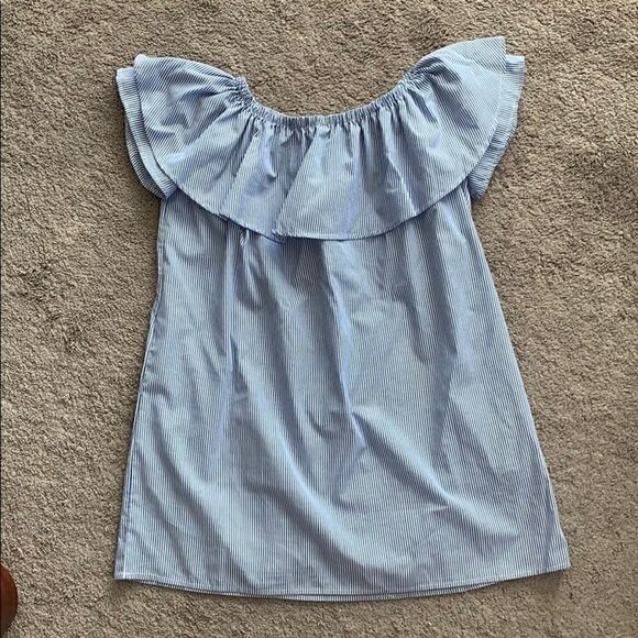 AQUA Ruffle Off Shoulder Stripe Dress - Picture 2 of 4